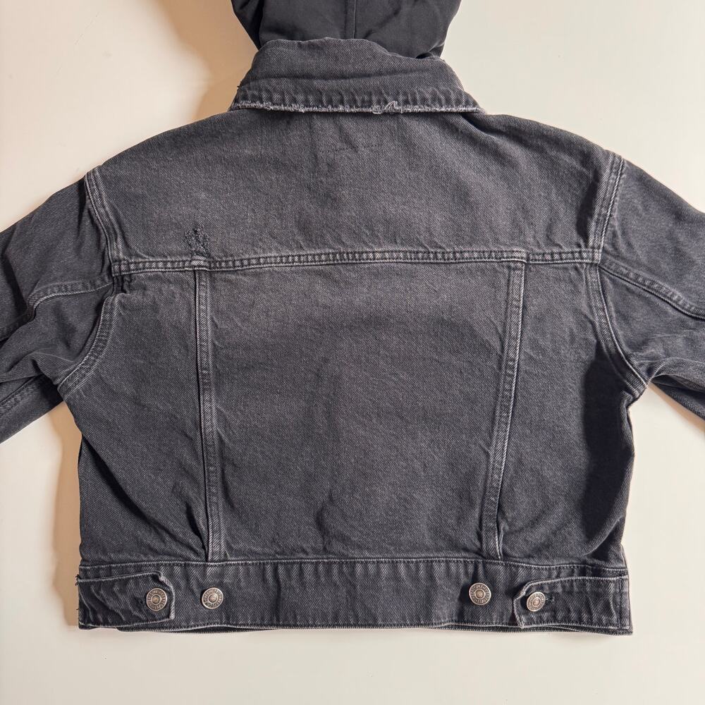 We the Free People Brando Denim Hoodie Jacket Black Wash Size Small Cropped - Picture 4 of 13